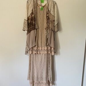 Elegant Lace Overlay Dress Set